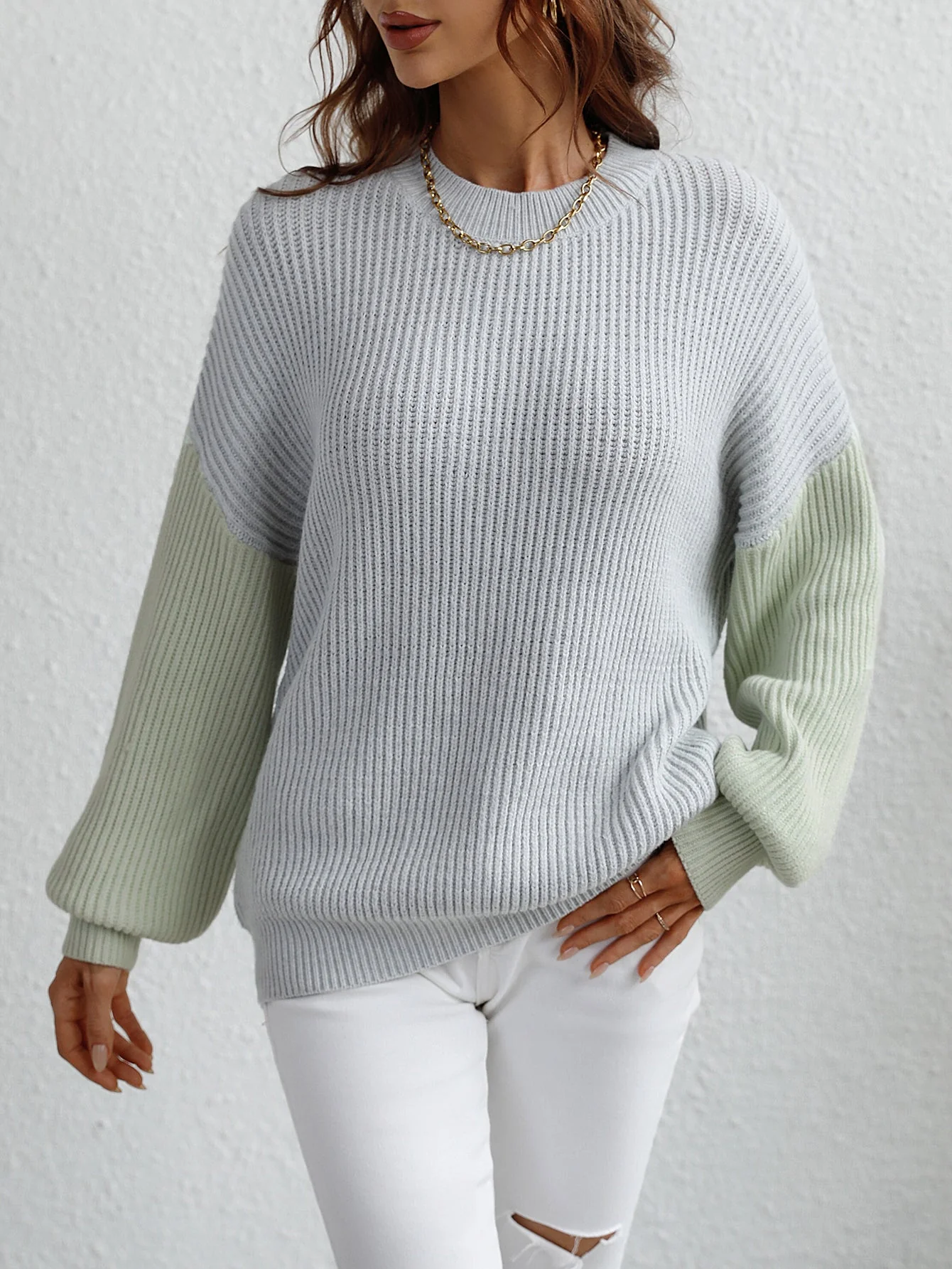 Pull Tricoté Bicolore | Confort et Style – Image 7