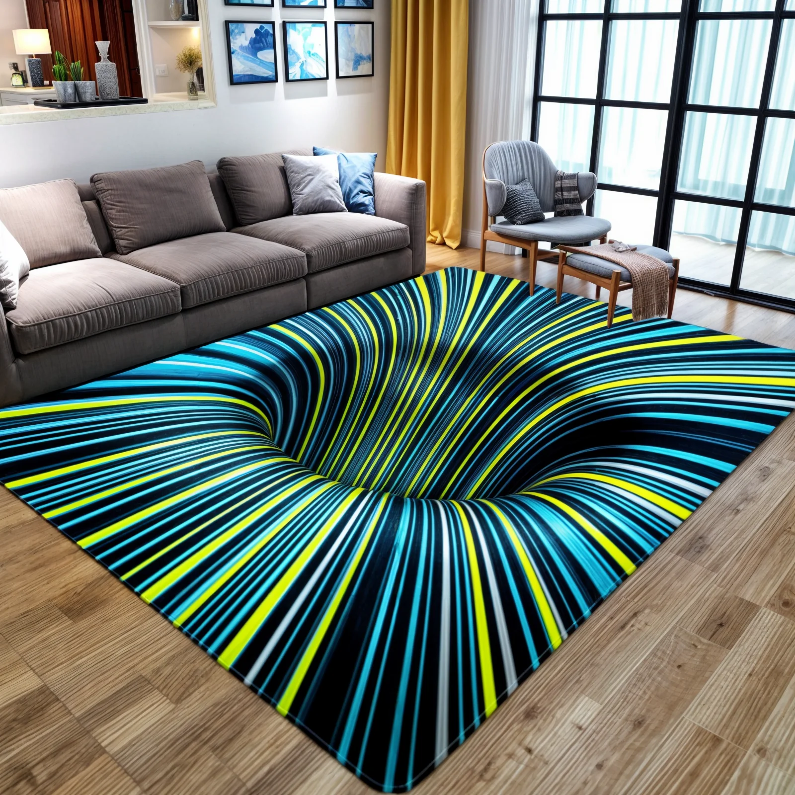Tapis Illusion Géométrique - Déco Maison Moderne – Image 2