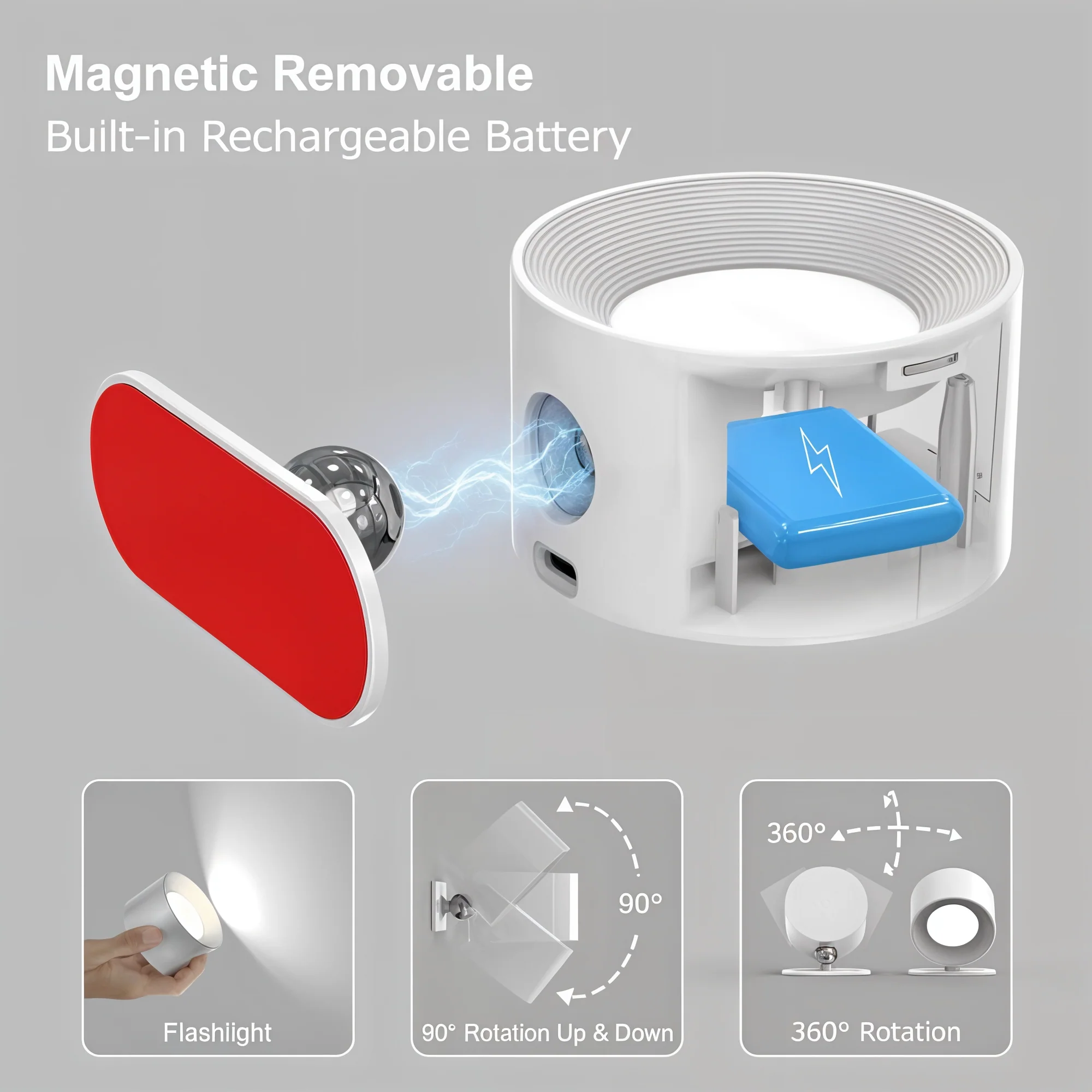 Lampe murale LED sans fil -Aimantée et rechargeable
