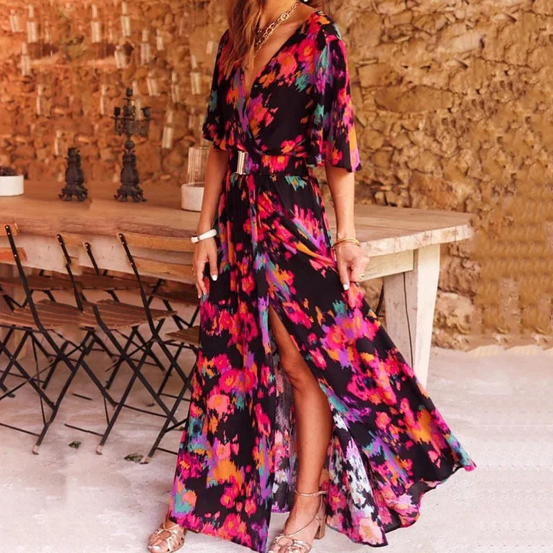 Robe Maxi Imprimée - Fente - Élégante – Image 4