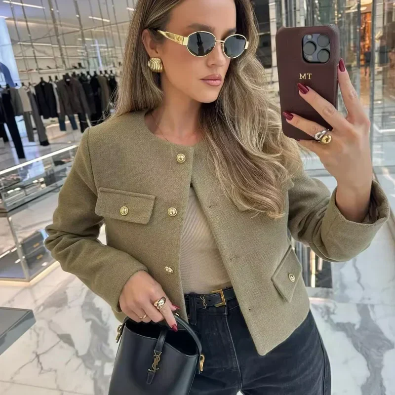 Veste Cintrée Femme - Élégance et Boutons Dorés – Image 3