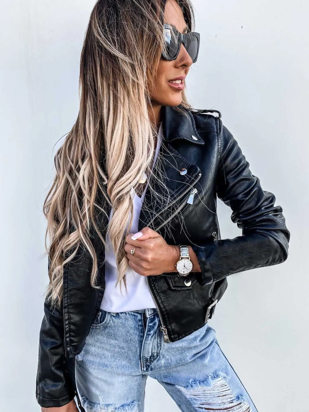 Veste en cuir Éliane - Chic et polyvalente – Image 3